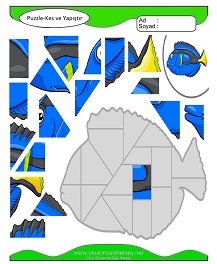 Puzzle Kes Yapıştır Çalışma Sayfaları
